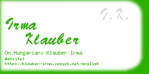 irma klauber business card